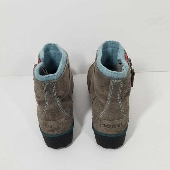 Sorel Meadow Gray Suede Leather Waterproof Insulated Zip Ankle Boots Women Sz 7 - Picture 3 of 6